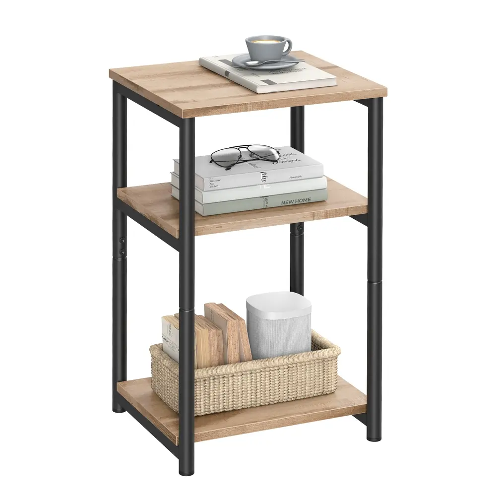 Sofa Side Table with Steel Frame Camel Brown and Ink Black