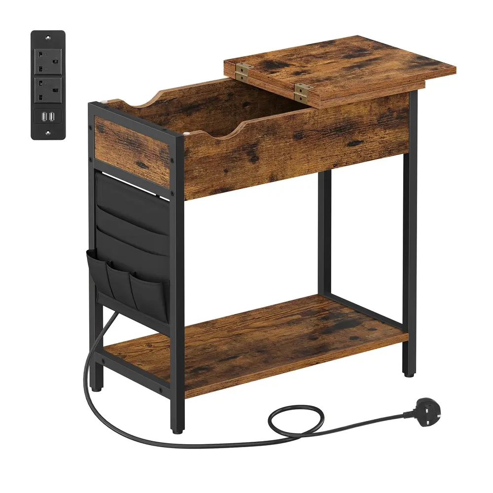 Slim Side Table with Charging Station