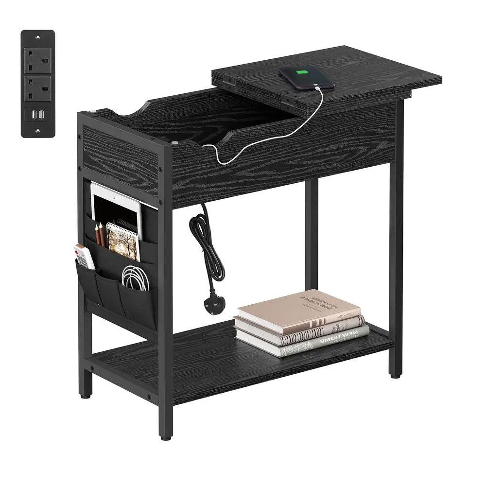 Slim Side Table with Charging Station