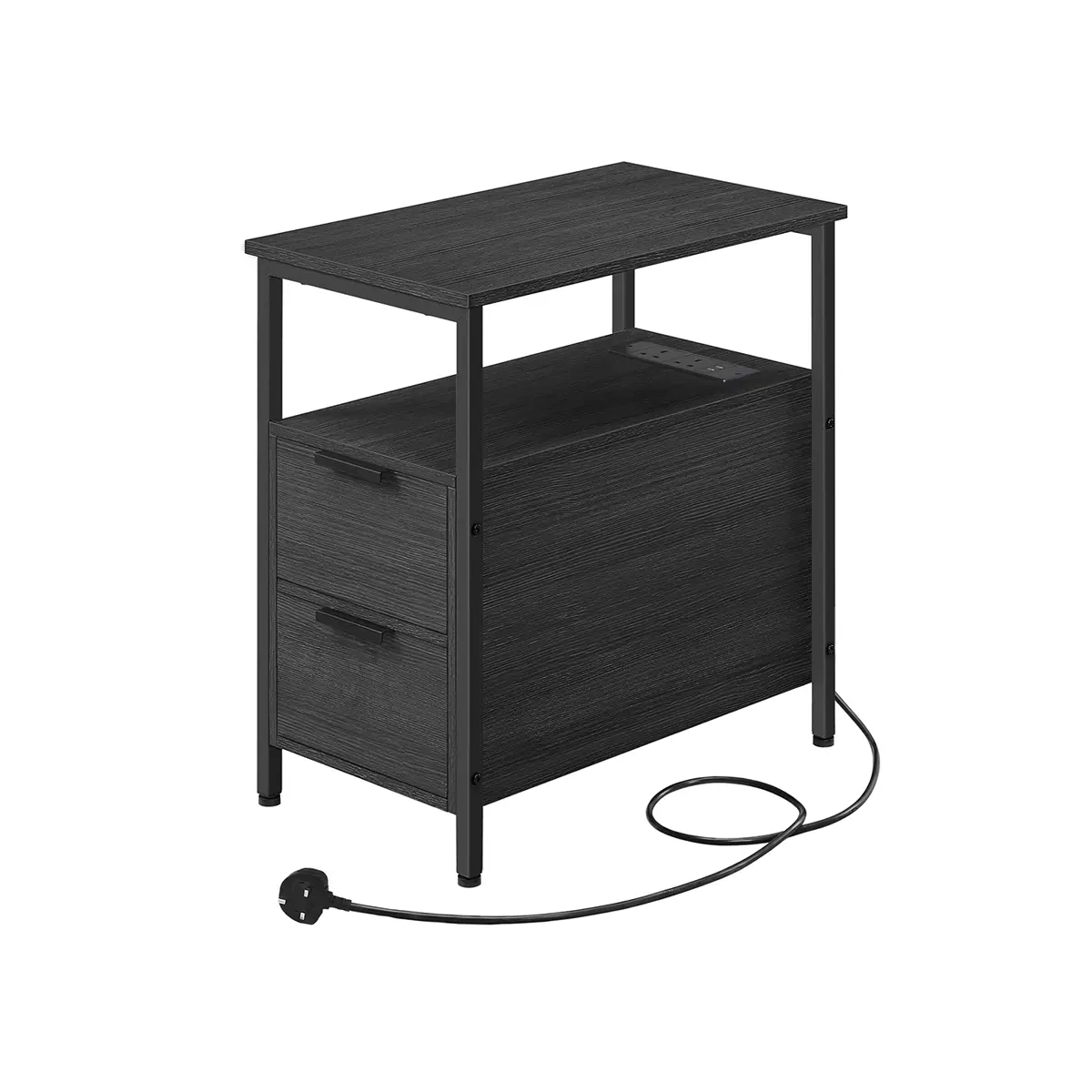 Slim Side Table with Charging Station