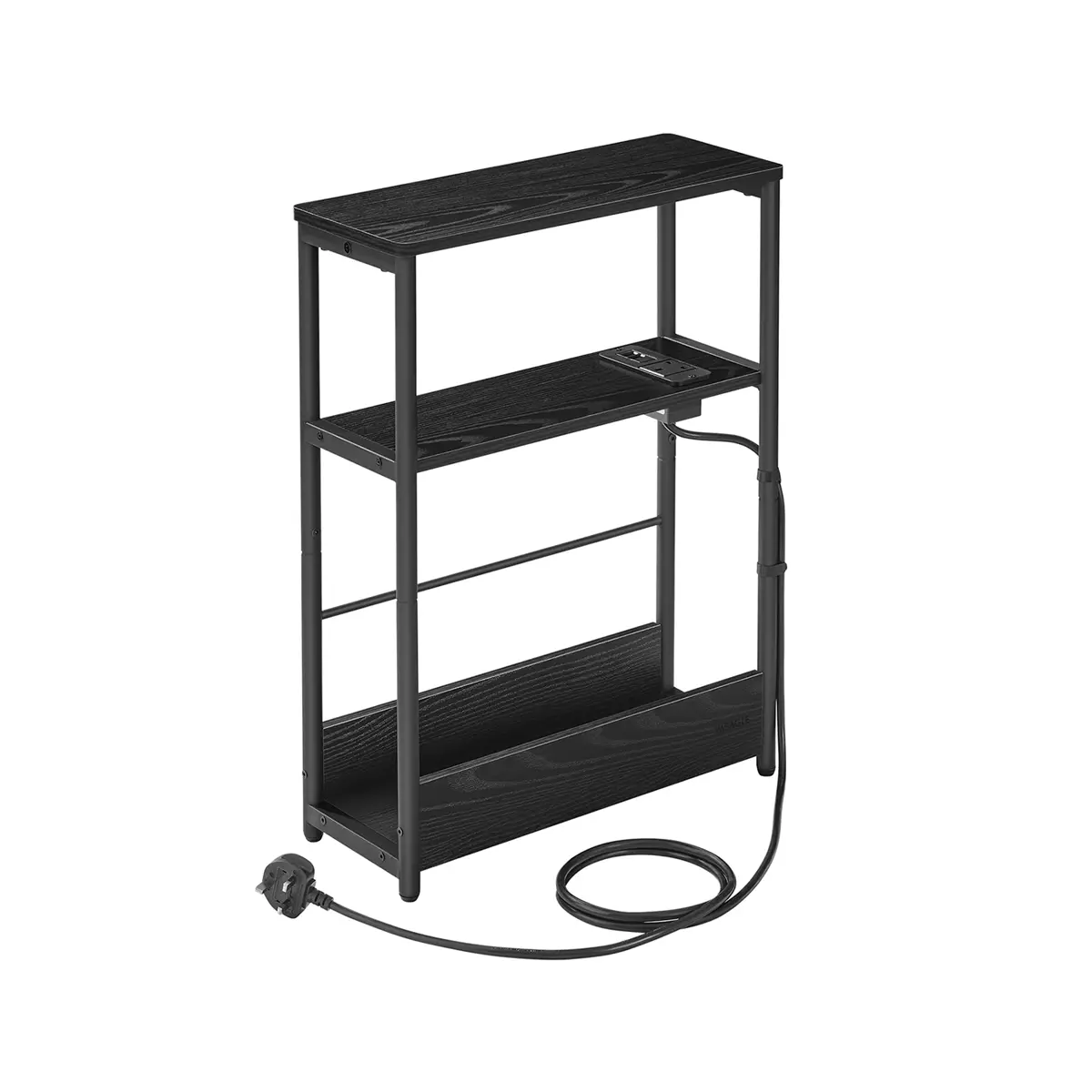 3-Tier Slim Side Table Ebony Black and Ink Black