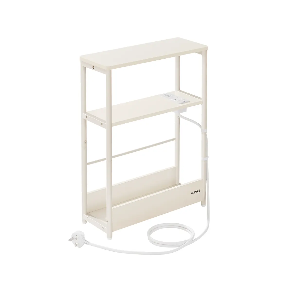 3-Tier Slim Side Table Cream White