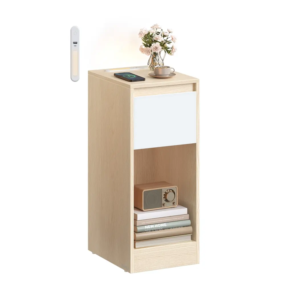 Record player stand with vinyl storage and three tier side table