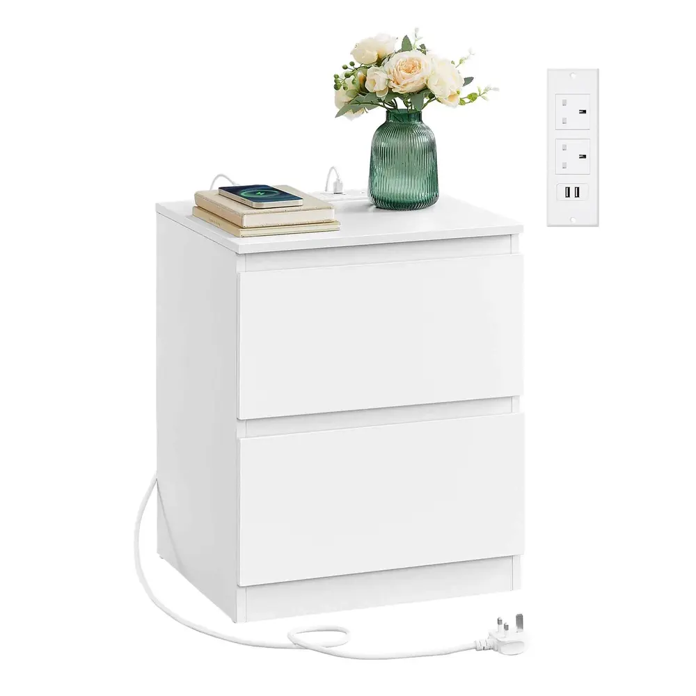 KAILYN Collection - Nightstand with Charging Station Cloud White