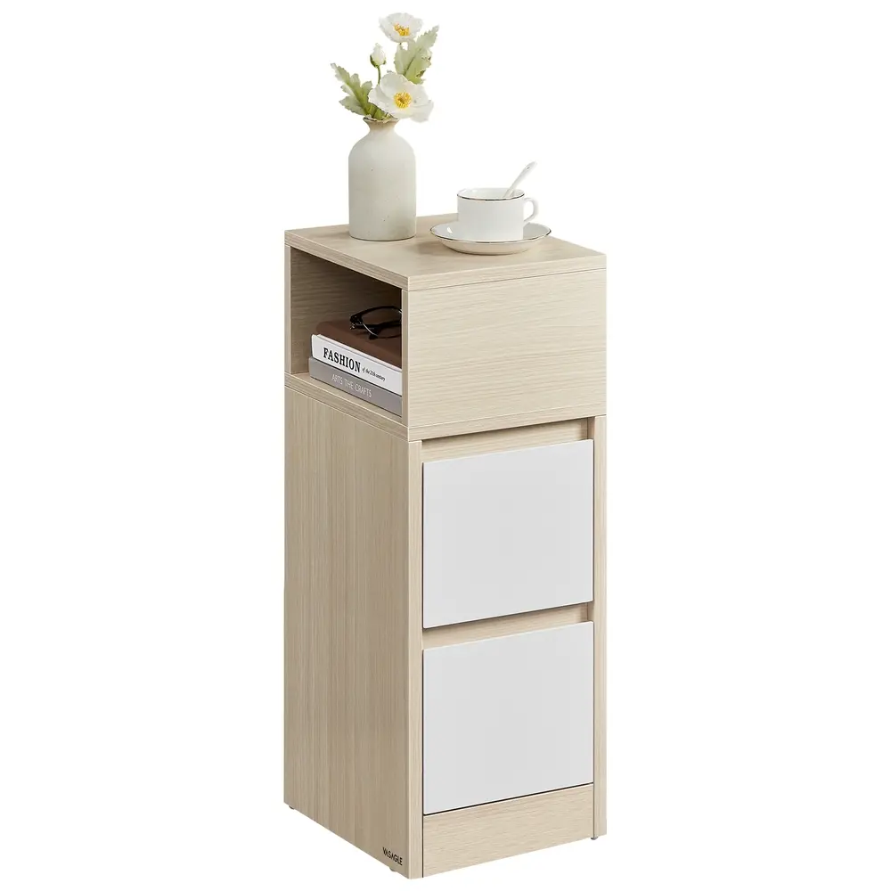 Slim Bedside Table with 2 Drawers