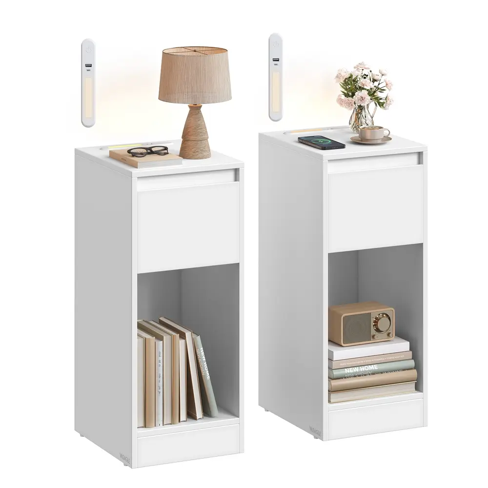 Record player stand with vinyl storage and three tier side table