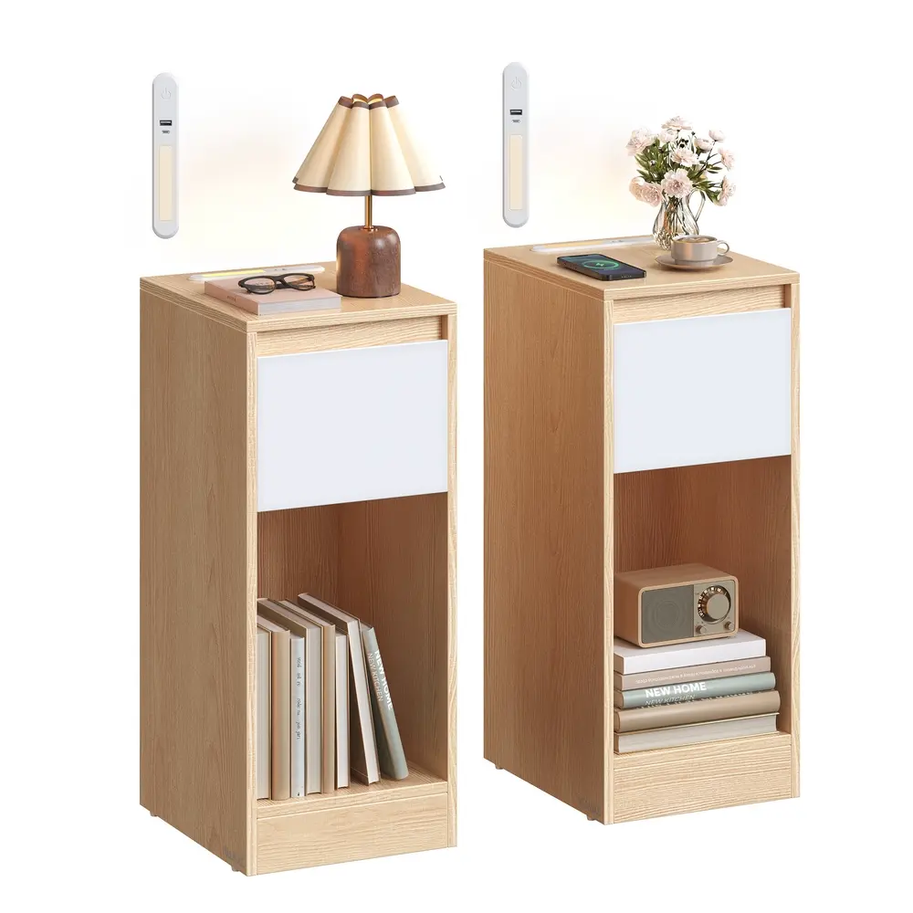 Record player stand with vinyl storage and three tier side table
