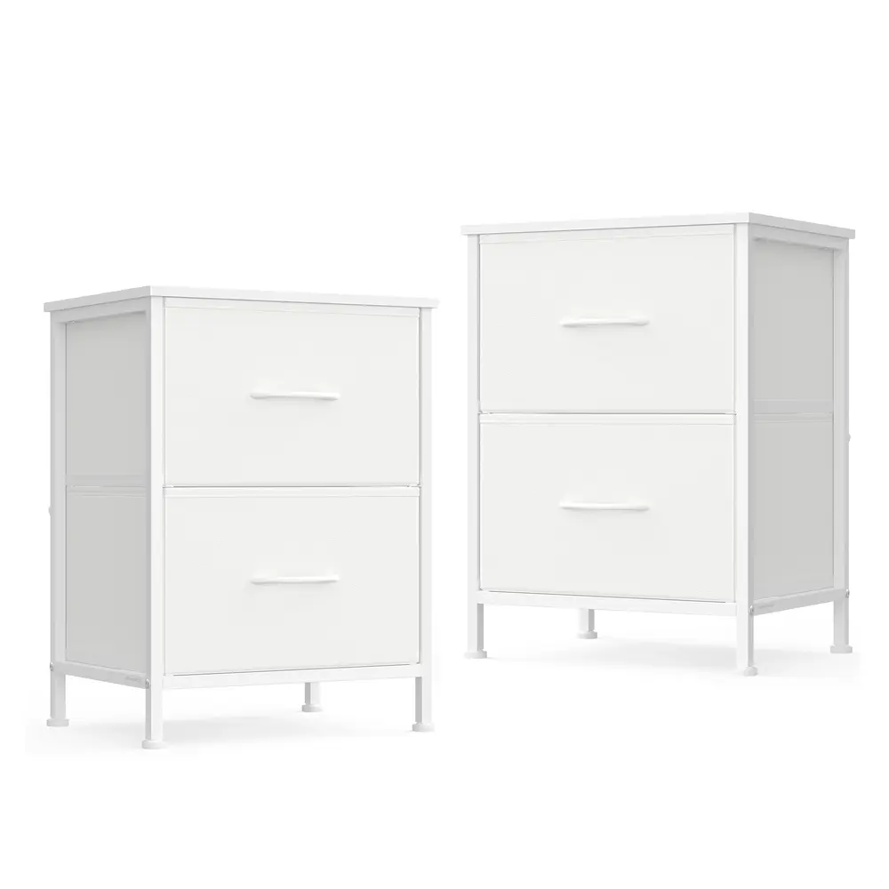 BELLAH Collection - Bedside Table with 2 Drawers Cloud White and Snow White