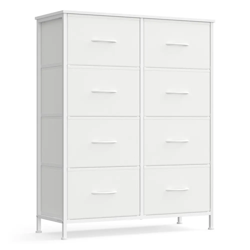 Chest of Drawers 8 Fabric Drawers Storage Unit Cloud White and Snow White