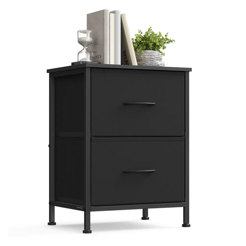 2-drawer bedside table with fabric storage