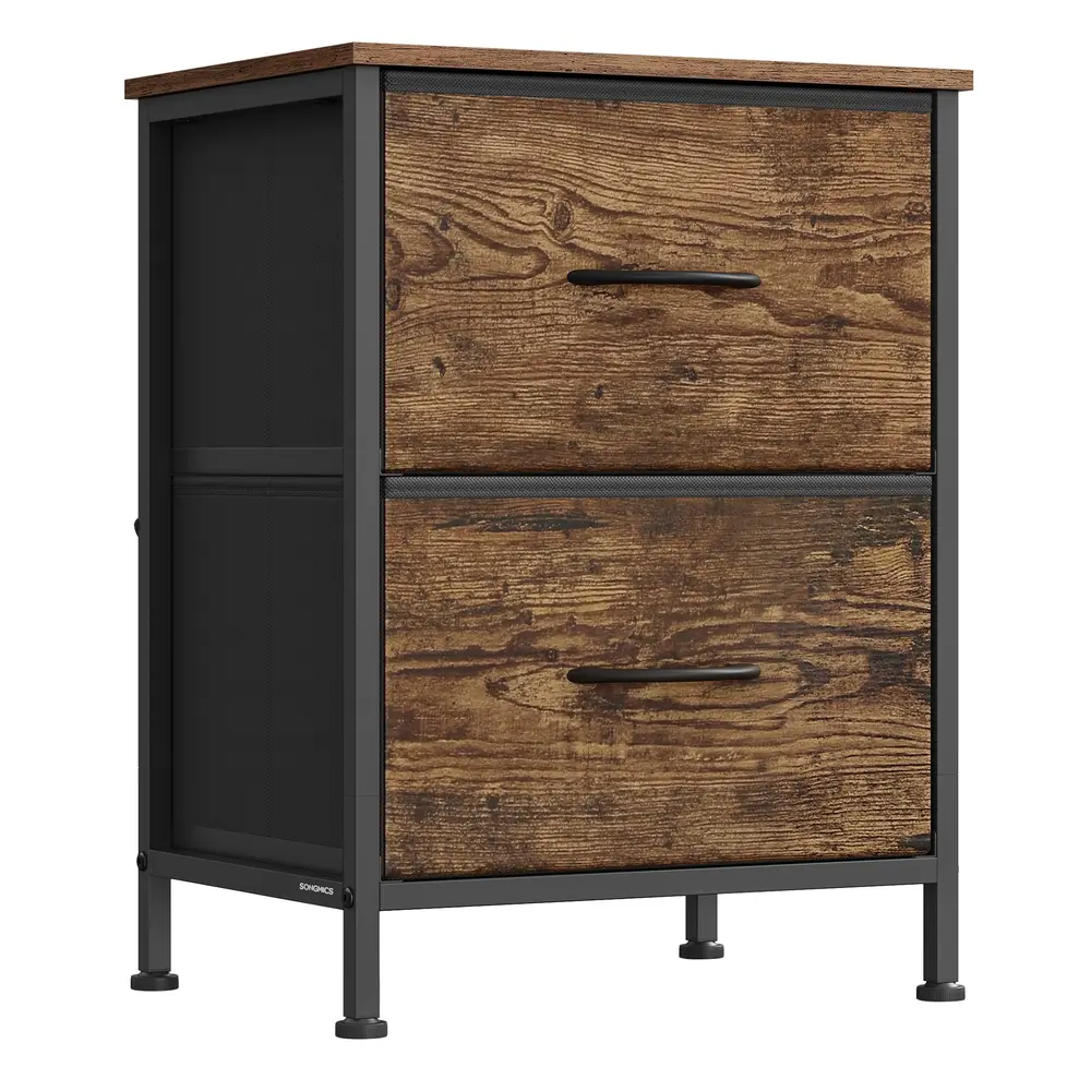 2-drawer bedside table with fabric storage