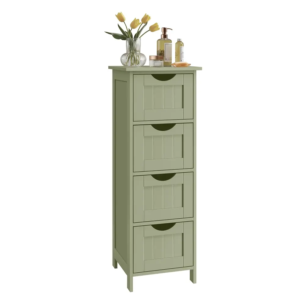 Bathroom Floor Storage Cabinet with 4 Drawers Laurel Green
