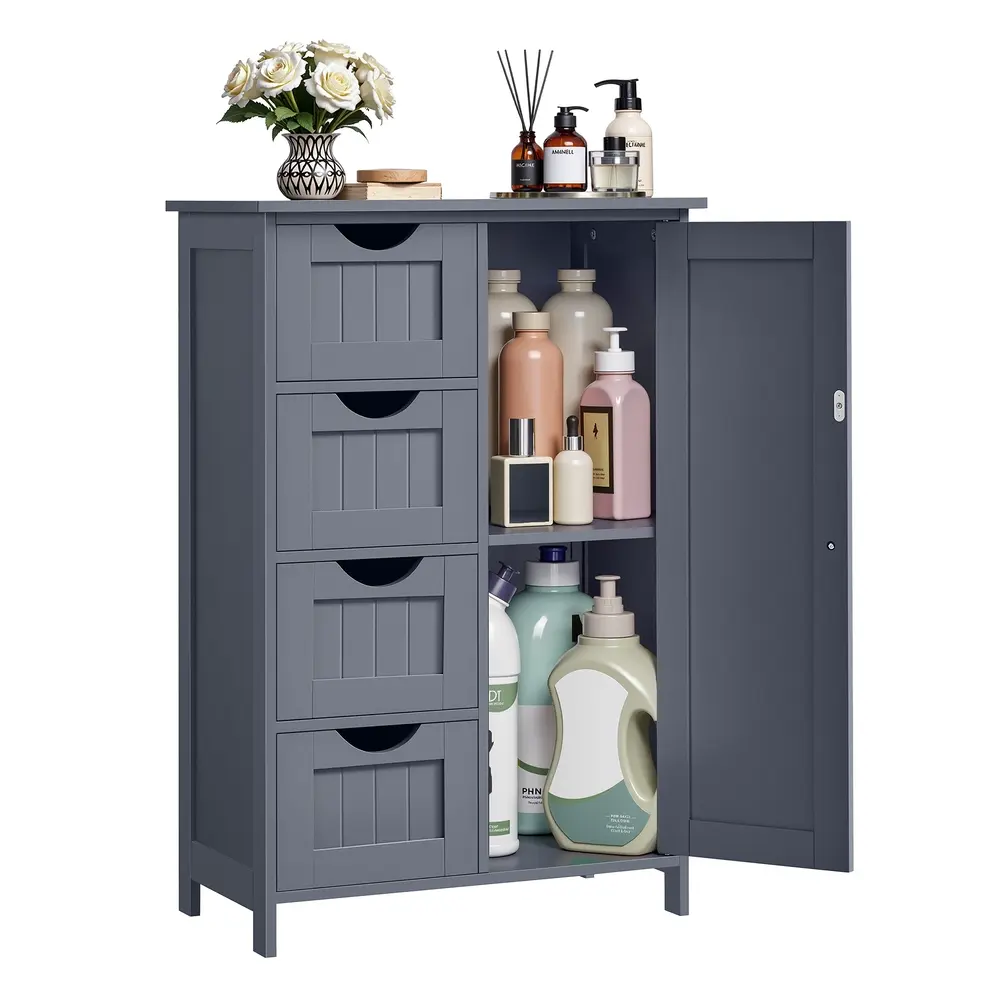 Grey Bathroom Floor Storage Cabinet