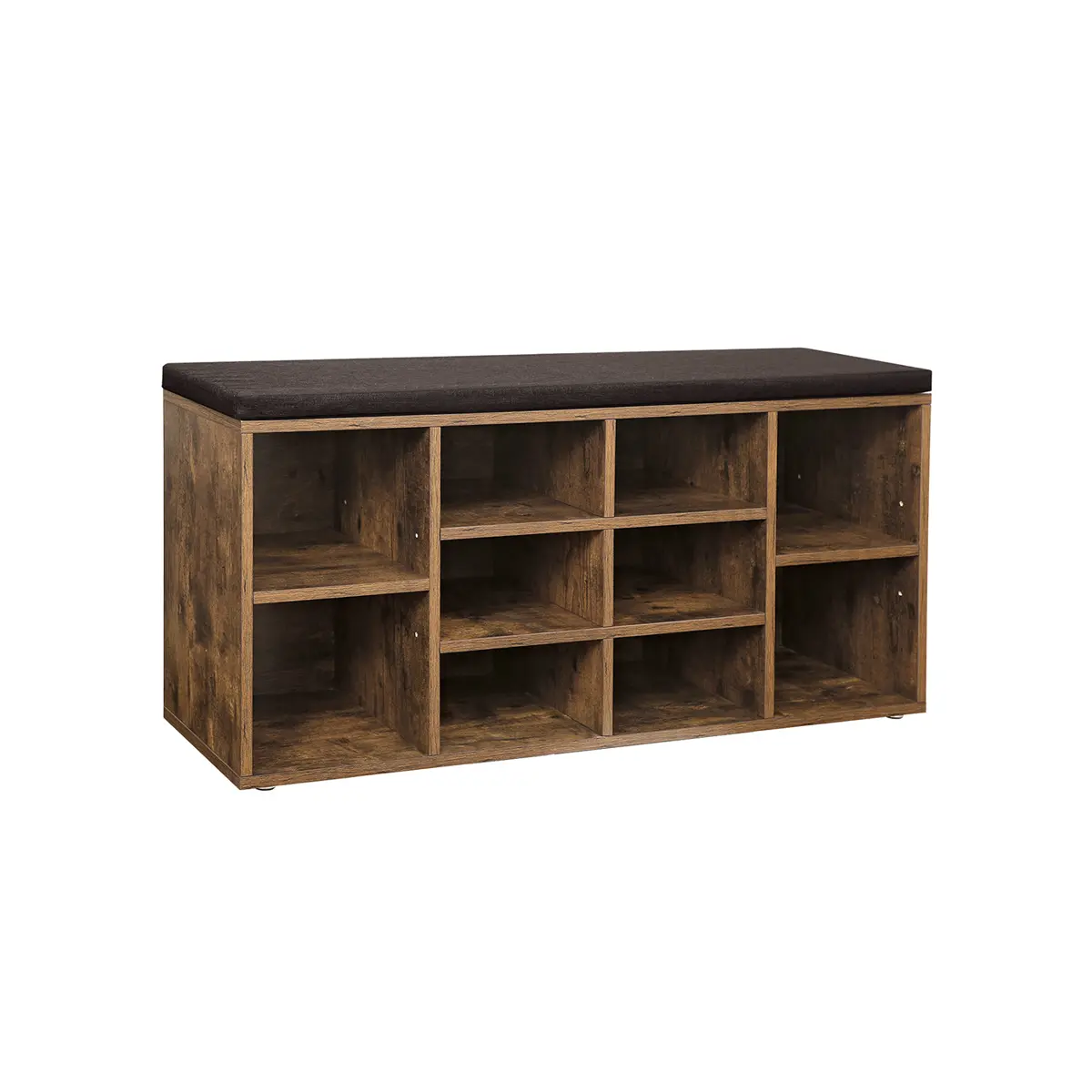 Shoe Bench Shoe Shelf 10 Compartments with Cushion Rustic Brown