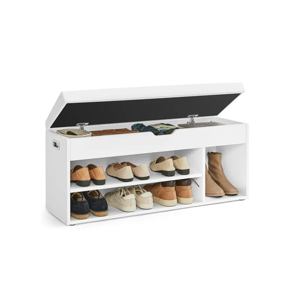 Shoe Bench with Cushion Load Capacity 150 kg White
