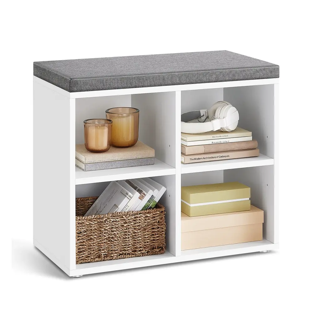 Shoe Storage Bench with Padded Seat Cloud White