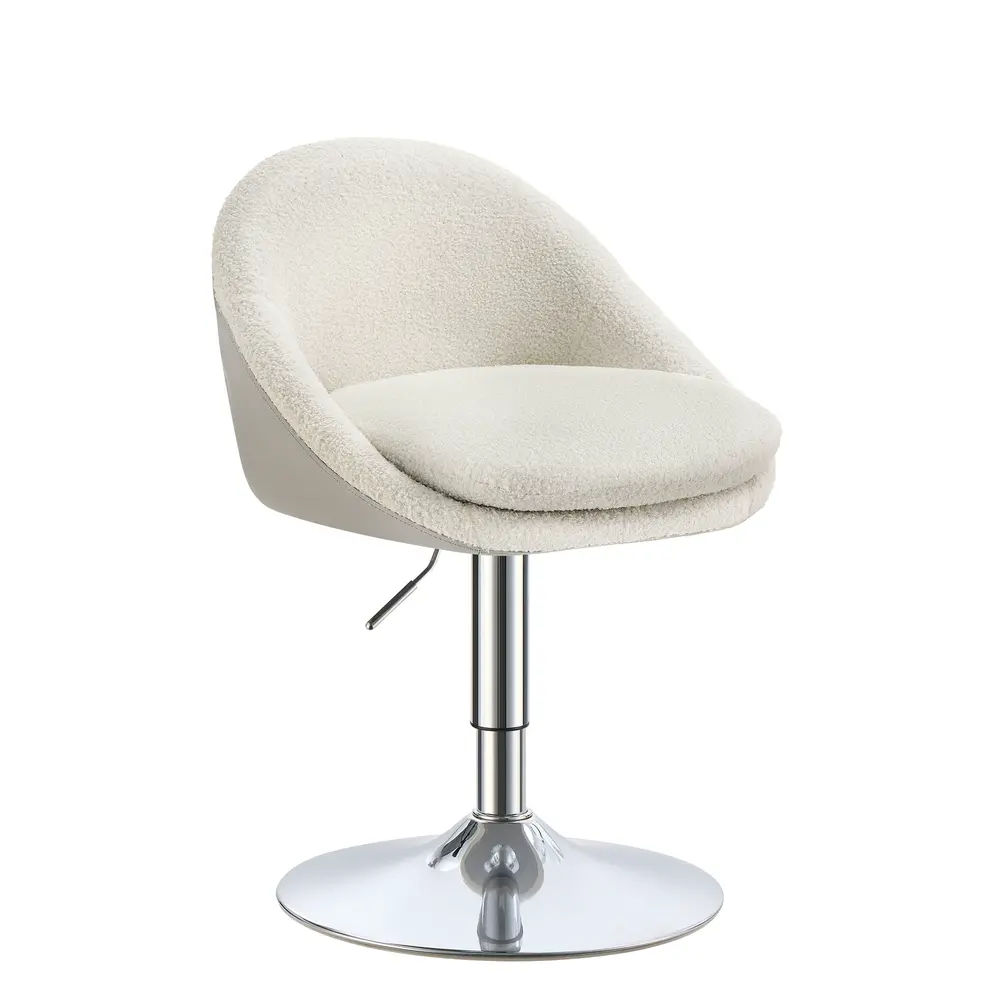 Adjustable Dressing Chair with Backrest Cream White and Silver Grey