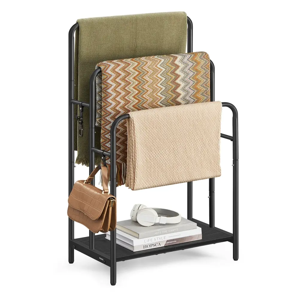 3-Bar Towel Holder with 2 Hooks