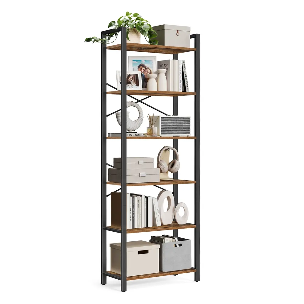 6-Tier Industrial Bookcase Storage Unit