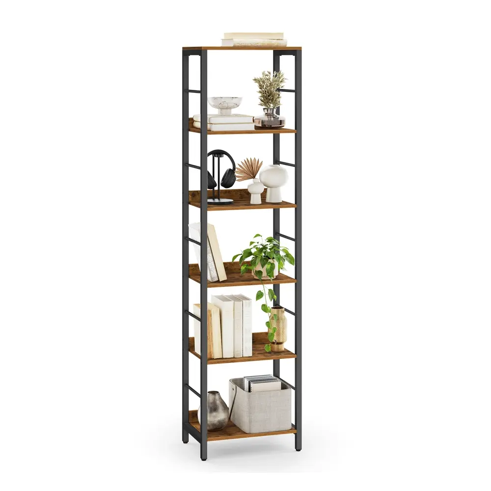 6-Tier Bookcase 30 x 40 x 178 cm Rustic Brown and Ink Black