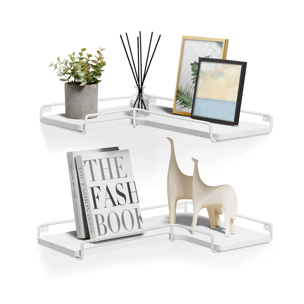 Set of 2 L-Shaped Floating Shelves Cloud White