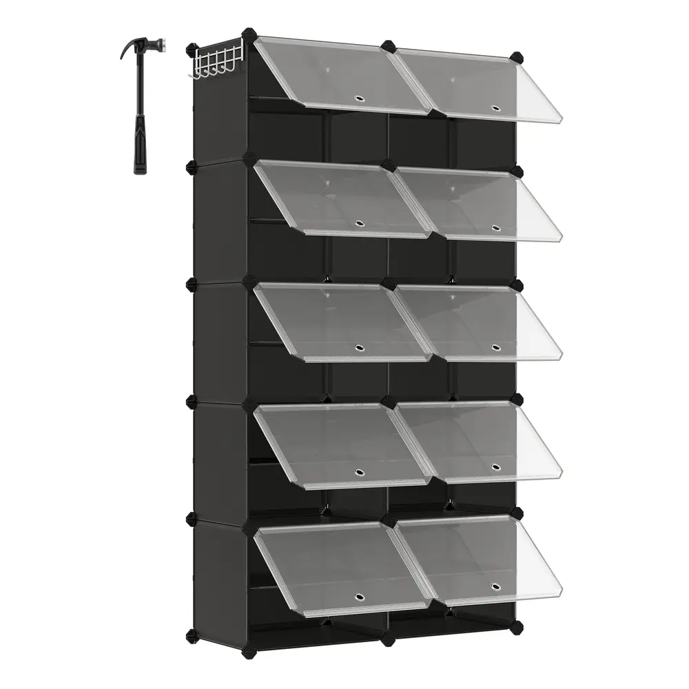 10-Slot Modular Storage Organiser Unit Black
