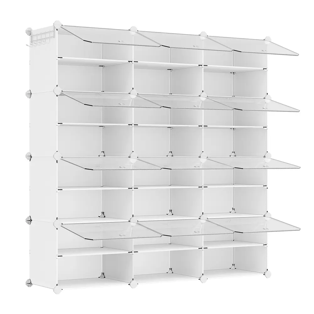Interlocking Plastic Shoe Rack Cloud White