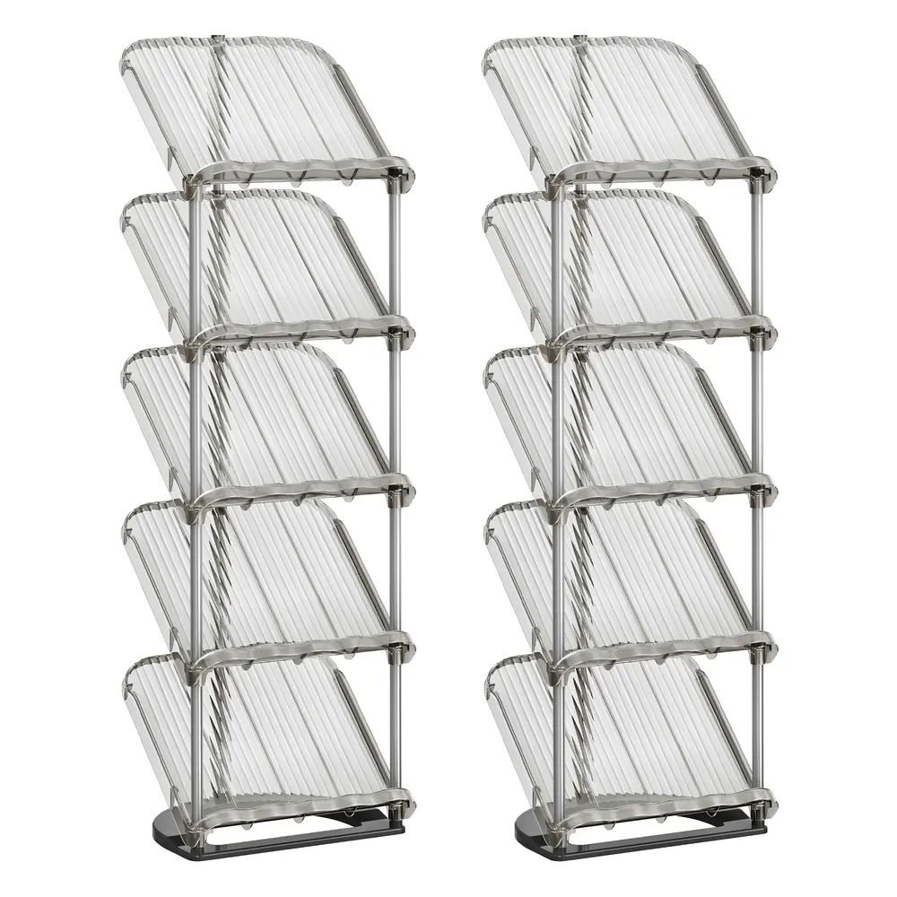 5-Tier Slim Sloping Shoe Racks Set of 2 Closet, Grey