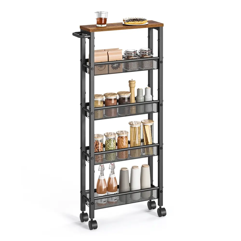 5-Shelf Trolley Rustic Brown and Black