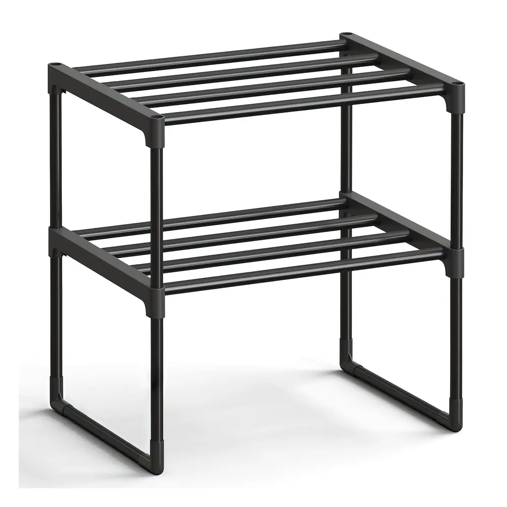2-Tier Shoe Rack Fits 3 to 6 Pairs 30 x 42.5 x 37.5 cm Black