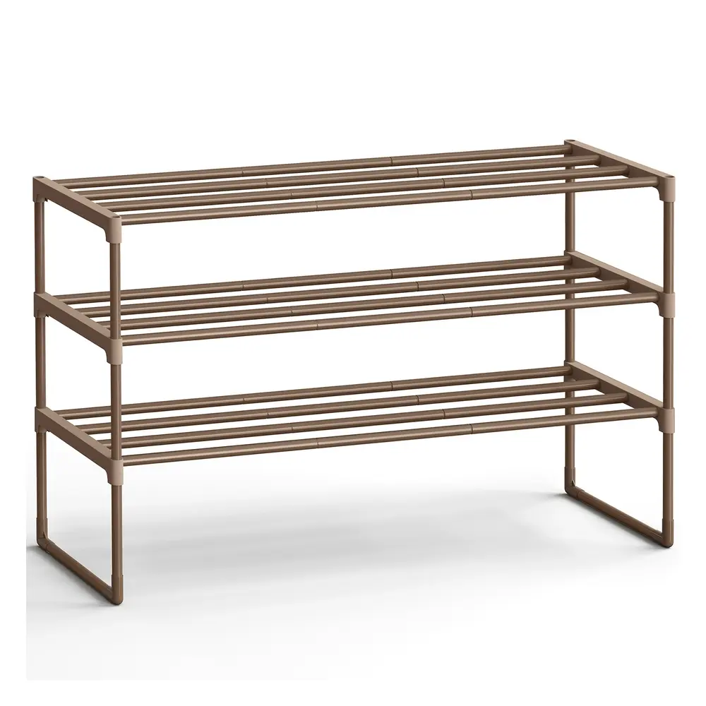 3-Tier Shoe Rack Fits 16 to 20 Pairs 30 x 92 x 55 cm Walnut Brown