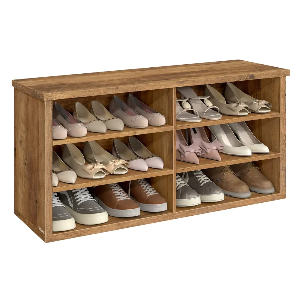 Shoe storage bench with adjustable shelves