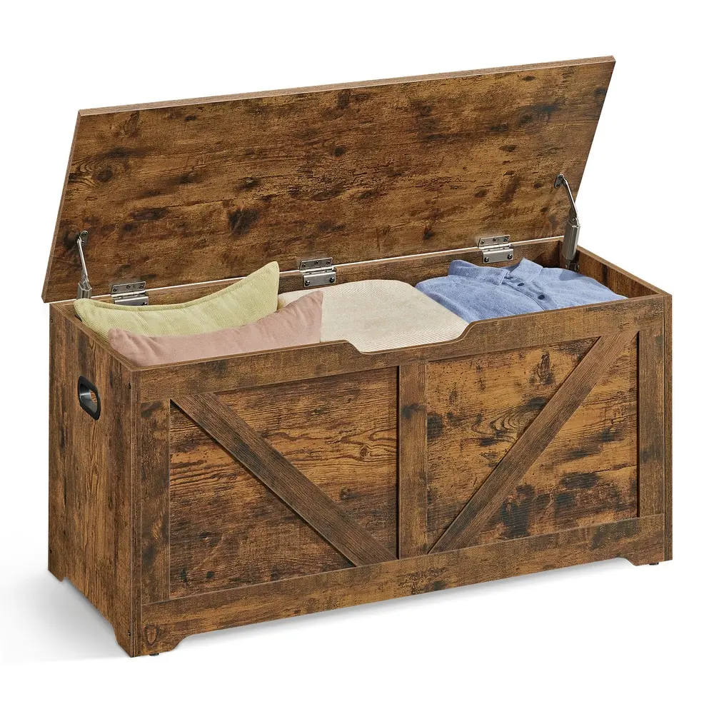 Storage Bench with Lid, 40 x 100 x 46 cm, Rustic Brown