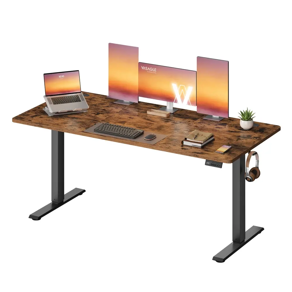 160 x 70 cm Height Adjustable Electric Standing Desk Rustic Brown