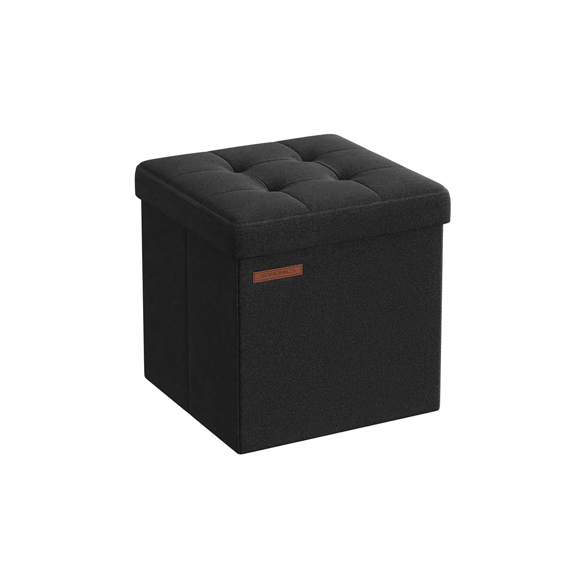 30 x 30 x 30 cm Foldable Storage Ottoman Ink Black