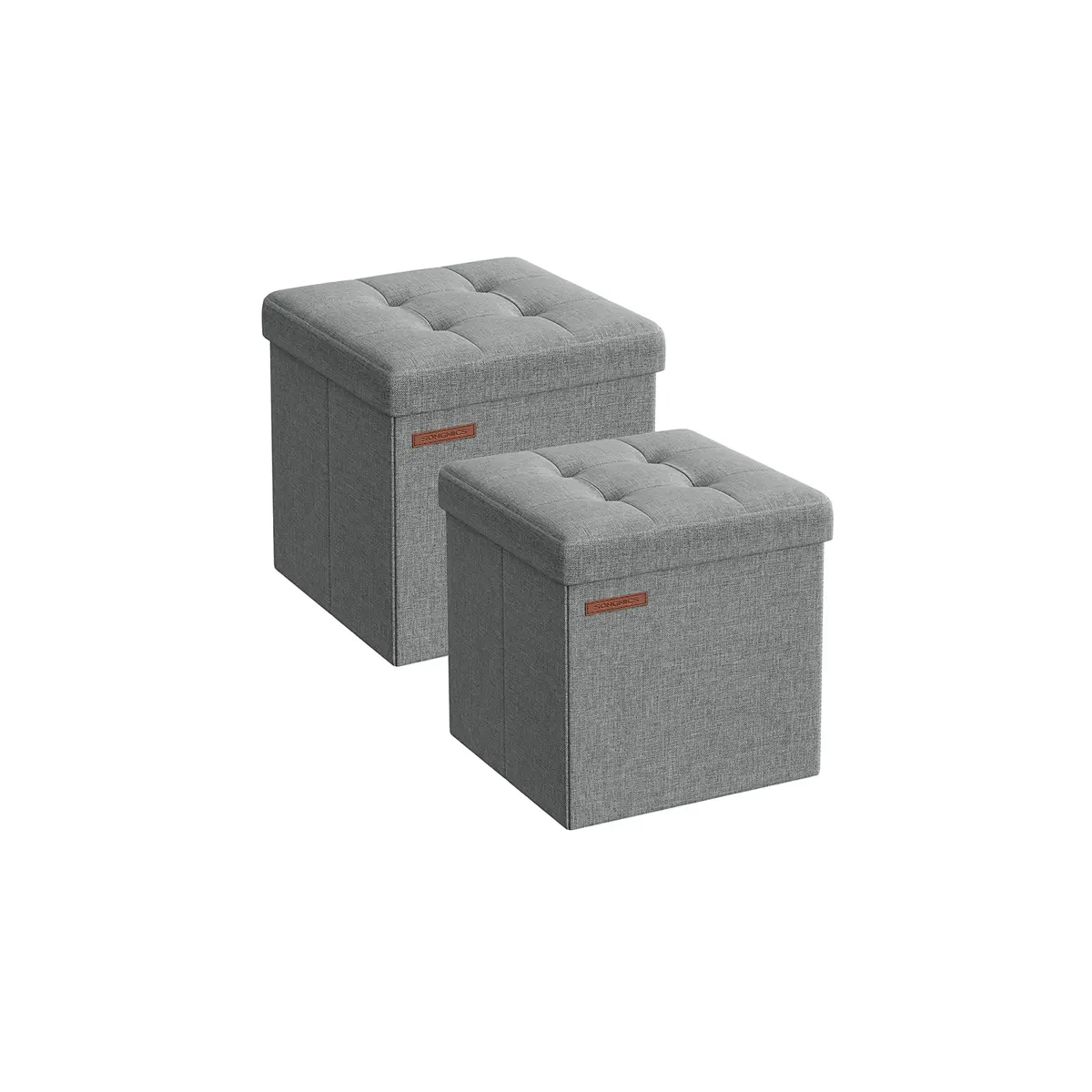 30 x 30 x 30 cm Foldable Storage Ottoman Light Grey