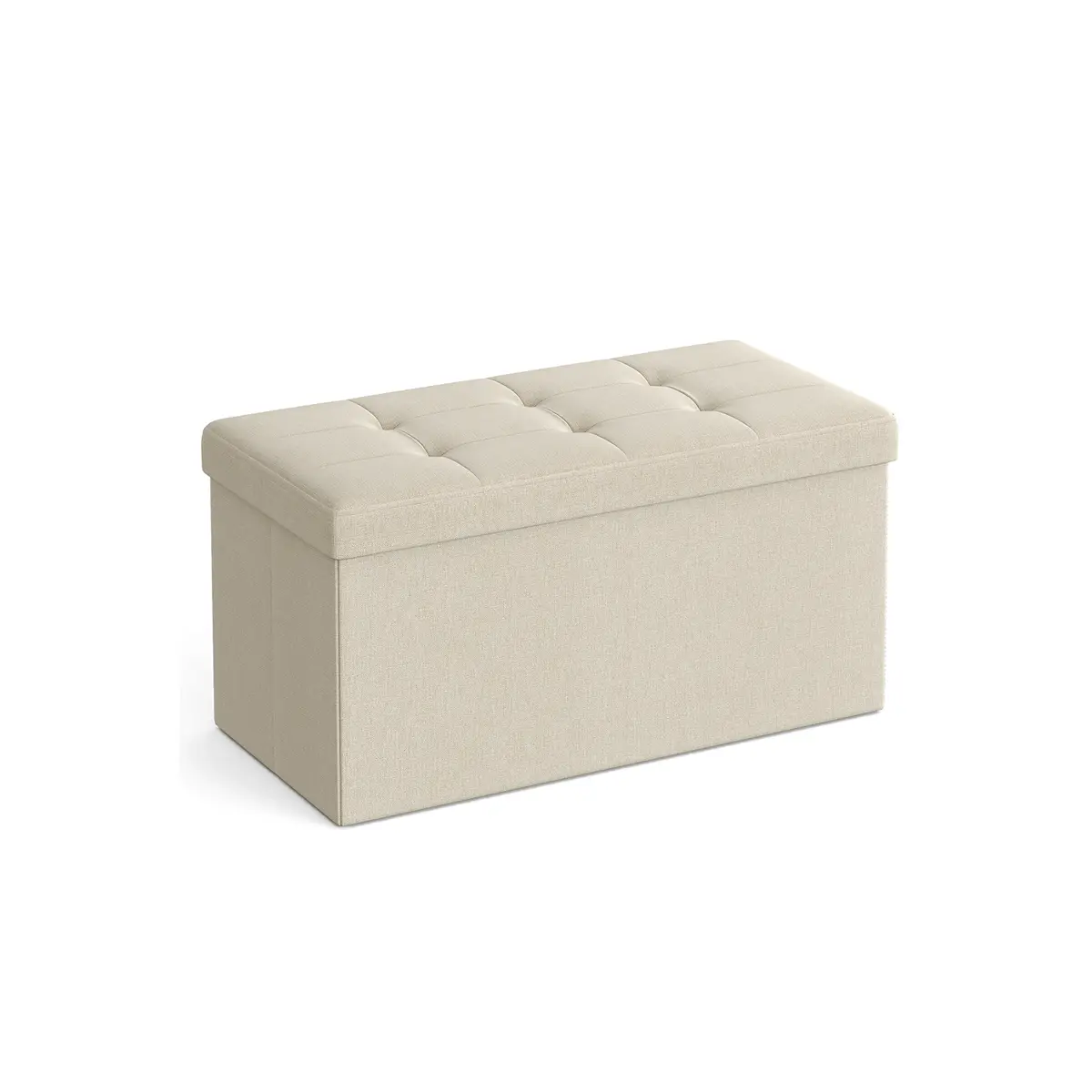 38 x 76 x 38 cm Foldable Small Storage Ottoman Cream White