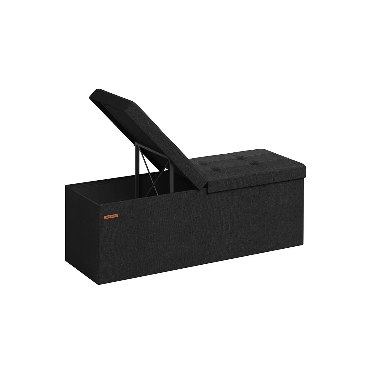 Ink Black Foldable Storage Bench, 38 x 110 x 38 cm