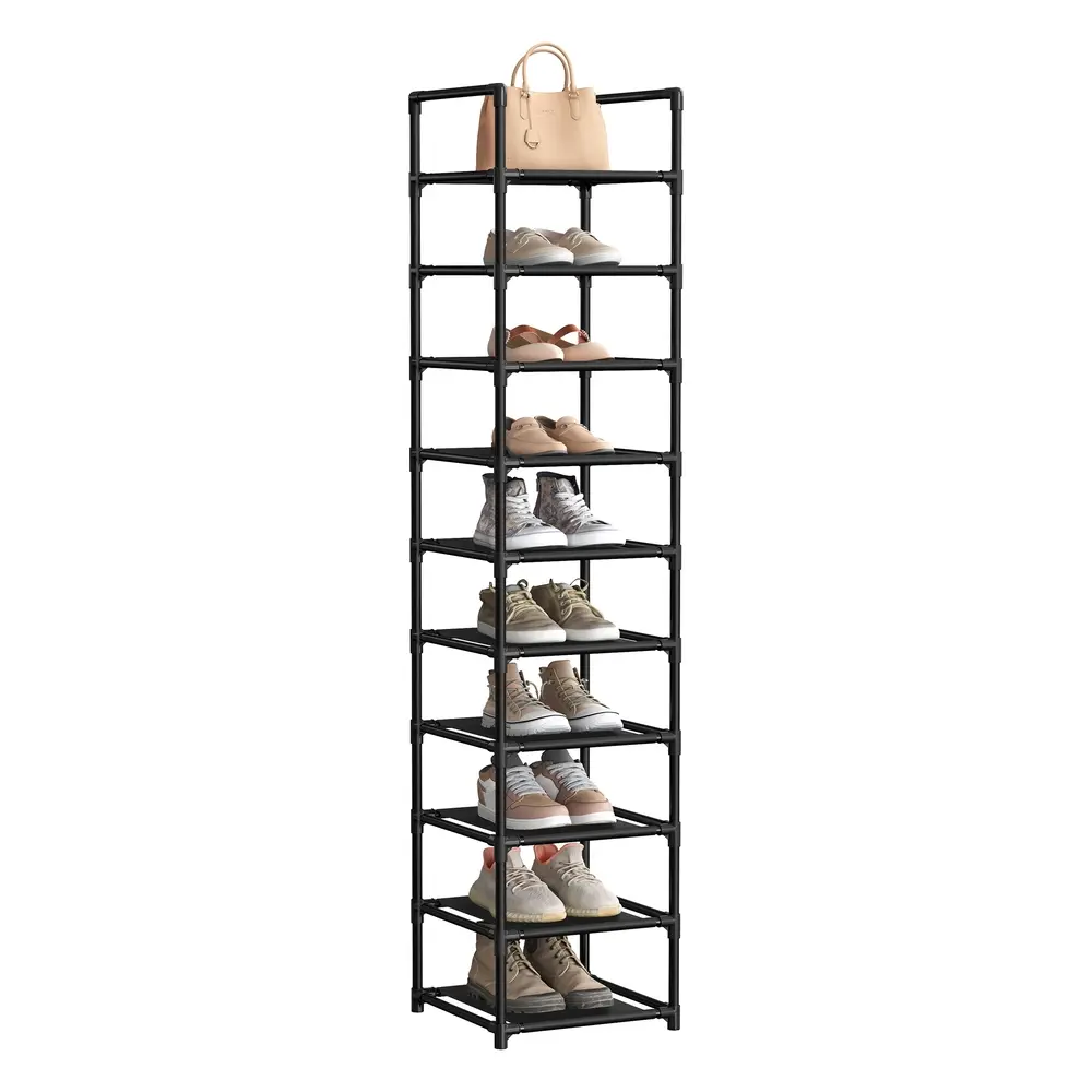 10-Tier Shoe Rack with Non-Woven Fabric Shelves