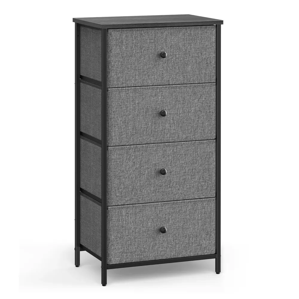 Chest of 4 Fabric Drawers Classic Grey and Classic Black