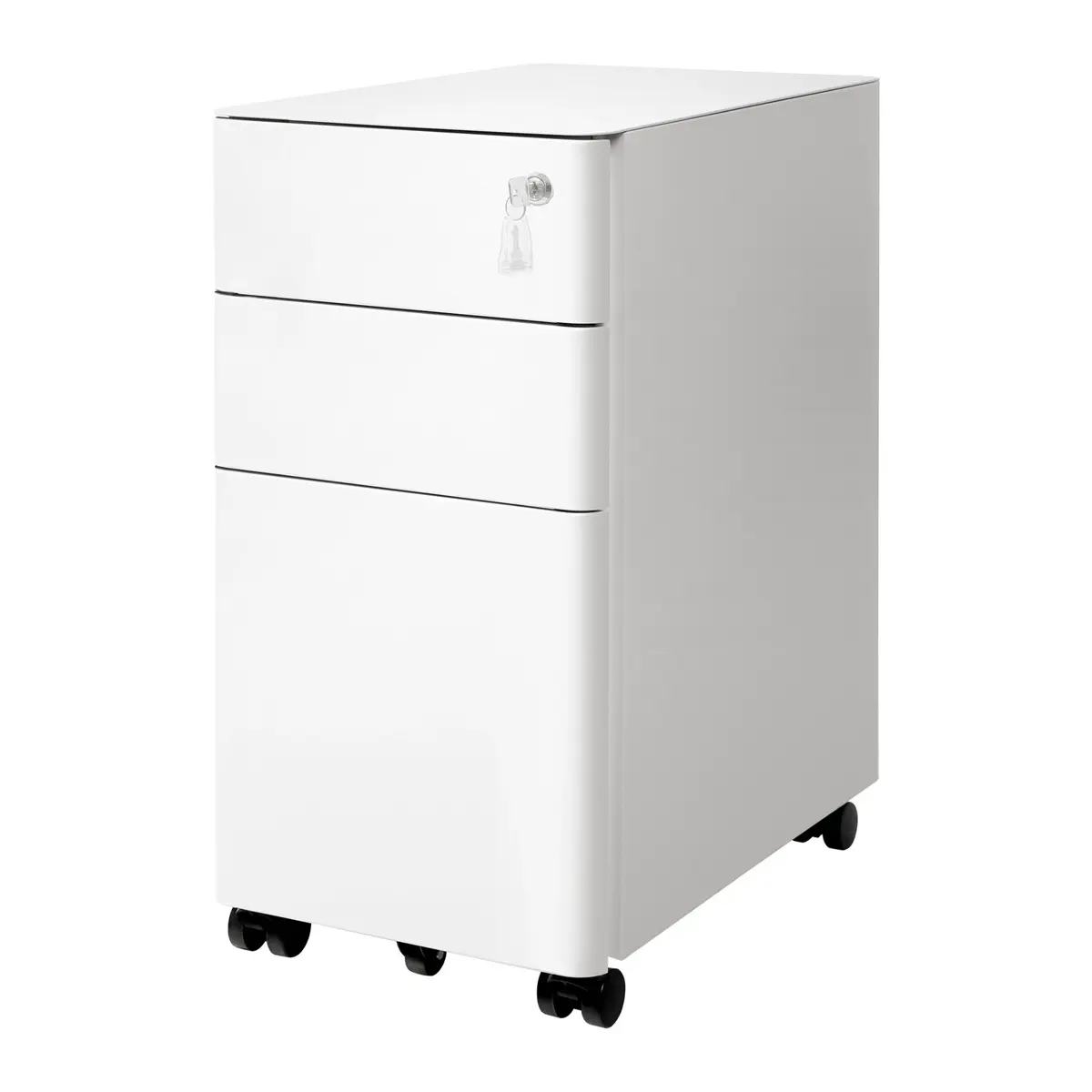 Steel File Cabinet with 3 Drawers, Mobile Pedestal Cabinet Under Desk for Home Office