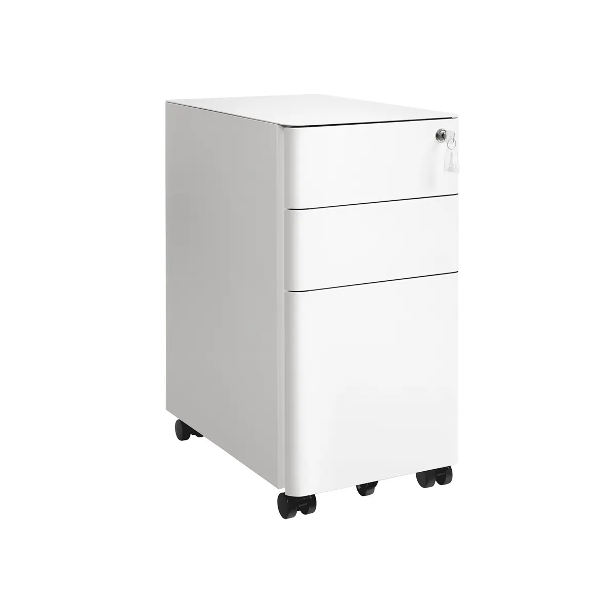 White Filing Cabinet on Wheels for Office