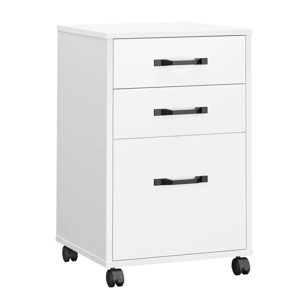 Mobile File Cabinet 3 Drawers Filing Cabinet with Wheels Cloud White