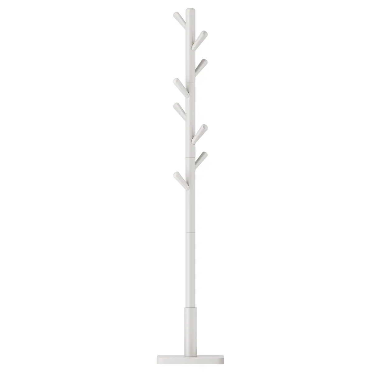 Wood Hat and Coat Stand, Height Adjustable, White