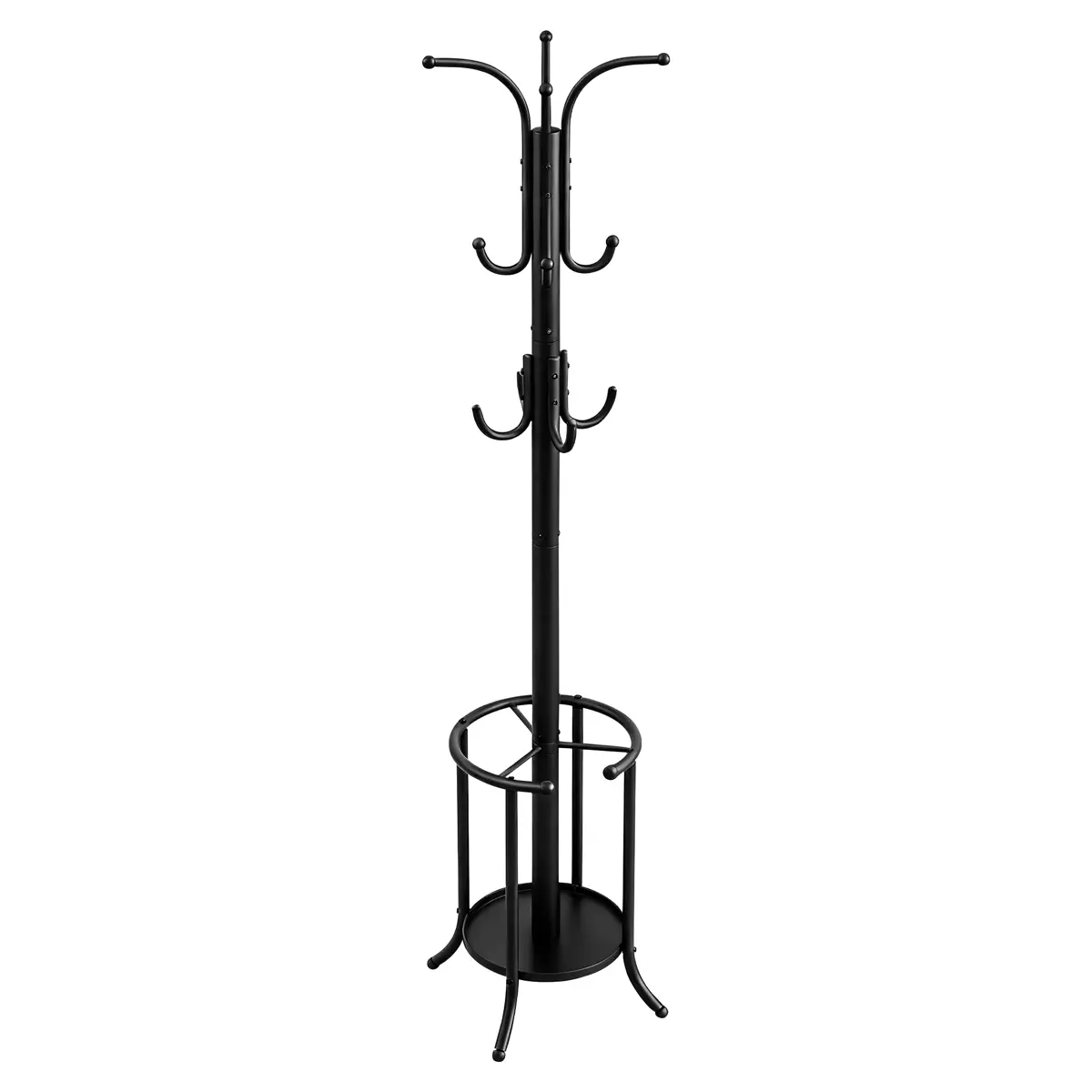 Freestanding Coat Rack with Umbrella Holder, Metal Stand with 12 Hooks, for Entryway