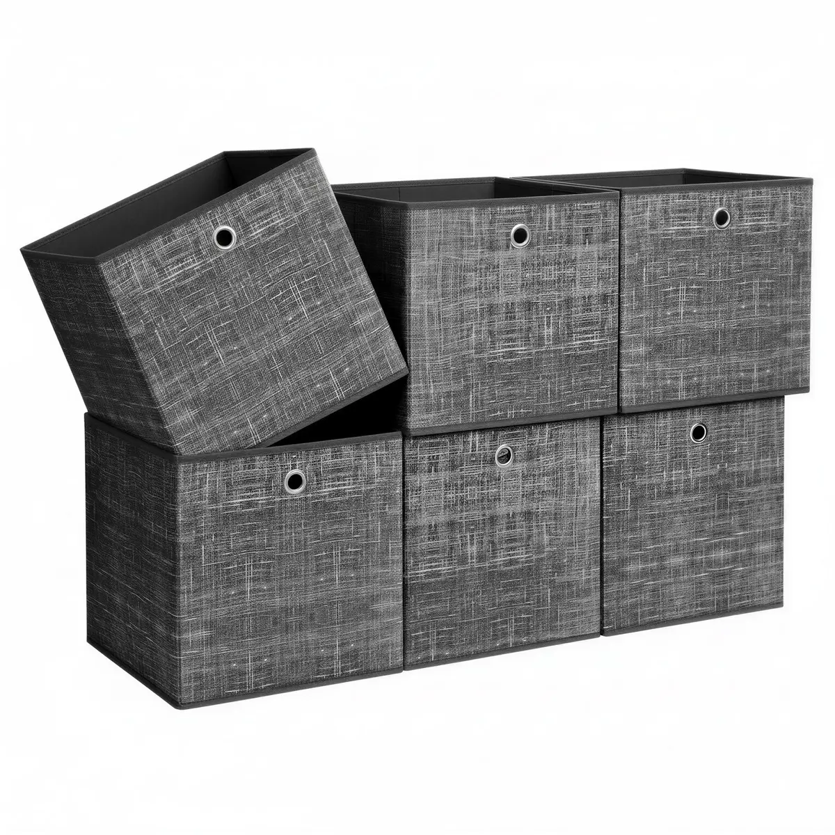 Storage Boxes, Set of 6, Non-Woven Fabric Organiser Boxes with Handle