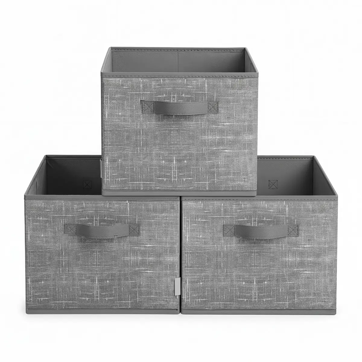 Set of 3 Fabric Storage Bins, Foldable Closet Organizer with 2 Handles