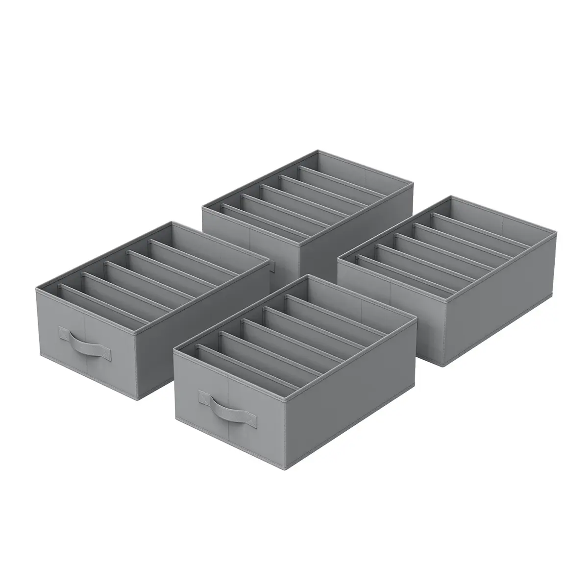 Set of 4 Wardrobe Clothes Organizers, 6-Compartment Foldable Drawer Organizers, Gray