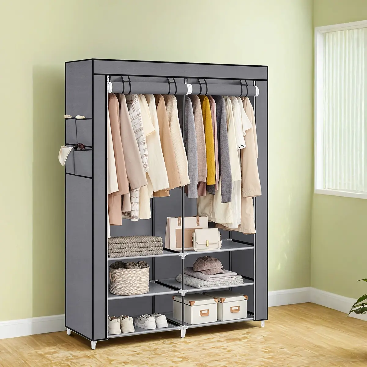 Clothes Wardrobe, Portable Closet, 2 Hanging Rails