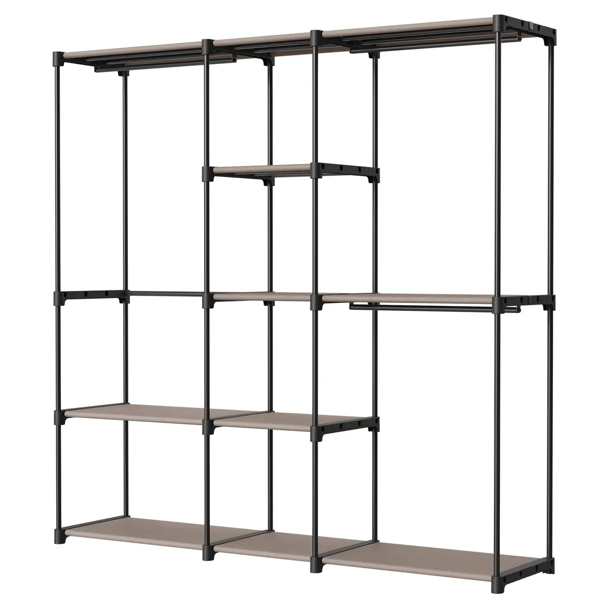 Portable Open Wardrobe, Clothes Rack, Freestanding Wardrobe with Clothes Rails and Fabric Shelves for Bedroom